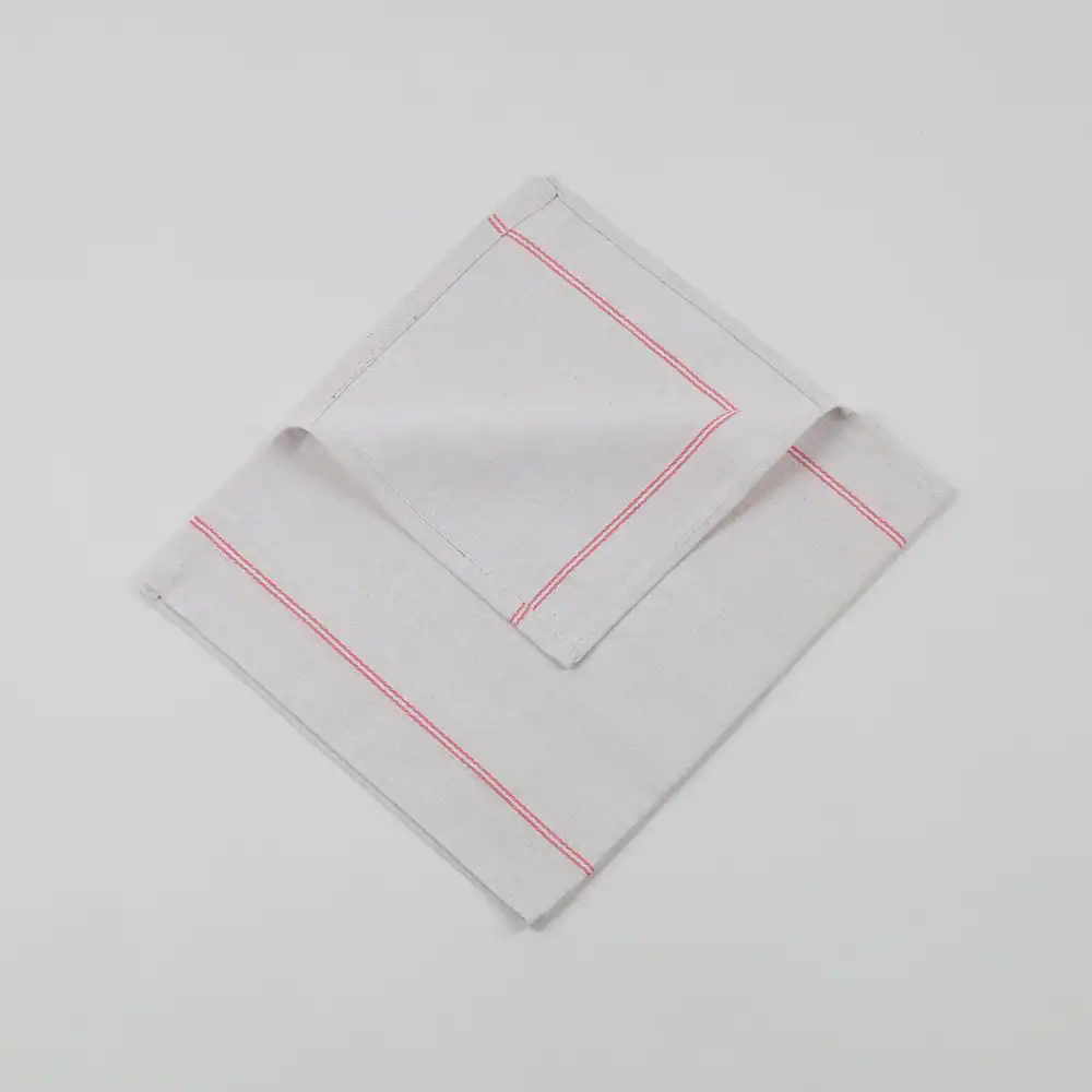 Herringbone Kitchen Towel - 80% Cotton / 20% Polyester - 14" x 25", white-red