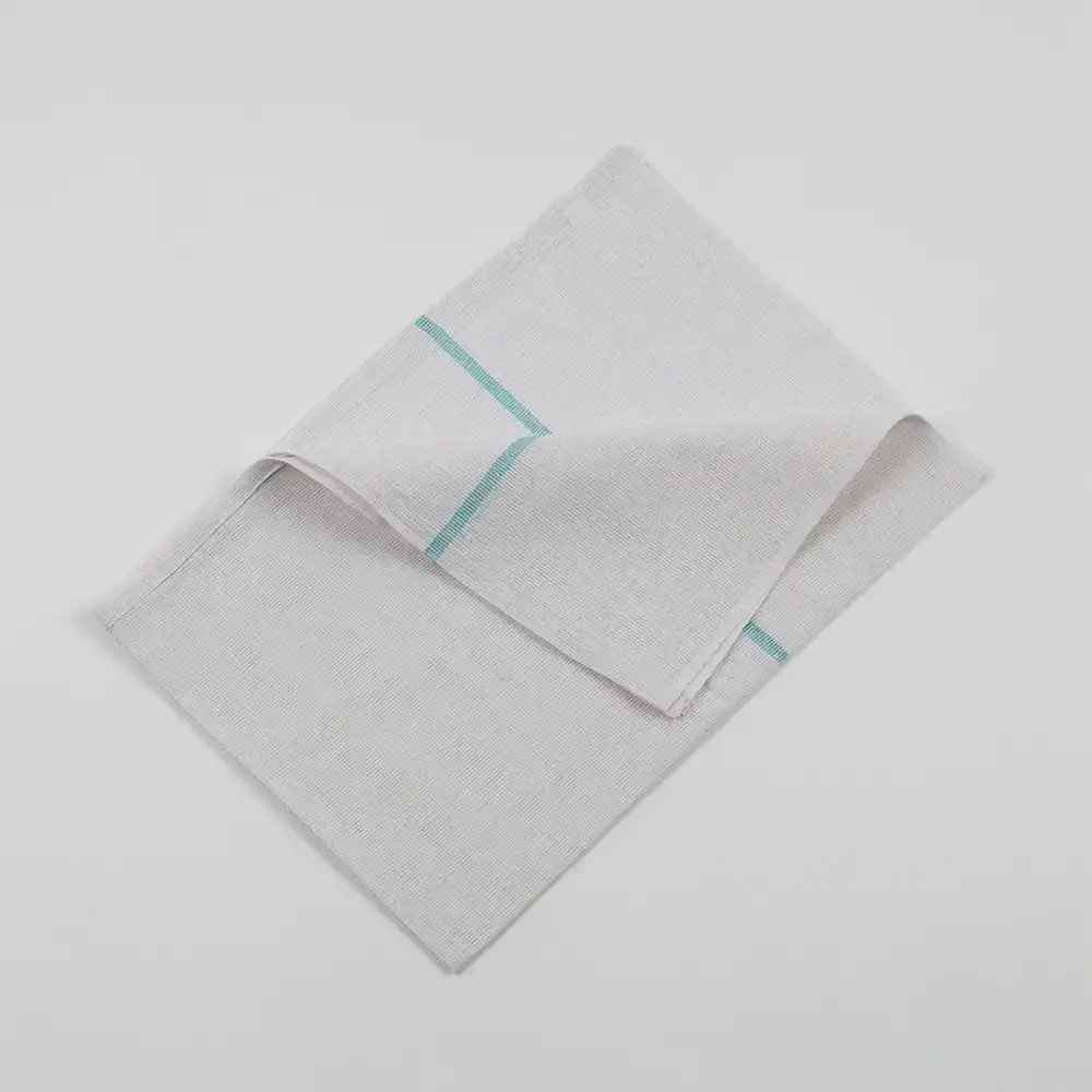 Flour Sack Towel - 80% Cotton / 20% Polyester - 26" x 36", white-green