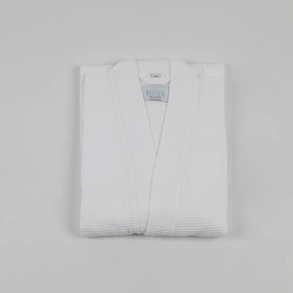 Bliss™ - Waffle Robe - 67% Cotton / 33% Polyester - One Size, white