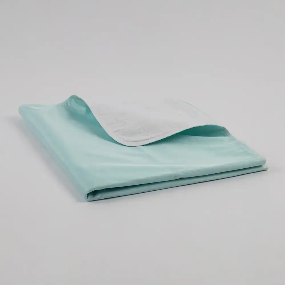 IbexUP - Incontinence Pad - 80% Cotton / 20% Polyester Ibex Face - 65% Polyester / 35% Rayon Soaker - 100% Polyester Barrier - 34" x 36", white-aqua