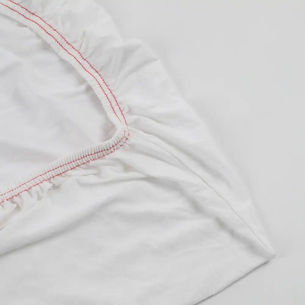 Gurney Knitted Fitted Sheet - 55% Cotton / 45% Polyester - 31" x 78" x 7", white