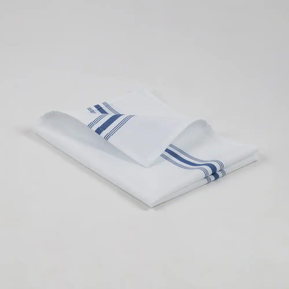 Prisma™ - Bistro Stripe Napkin - 100% Spun Polyester - 18" x 22", white-royal-blue